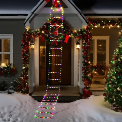 Image de Bettizia 3m Coloré LED Père Noël échelle RGB contrôle éclairage de Noël pour intérieur, extérieur, jardin, fenêtre, mur, arbre de Noël