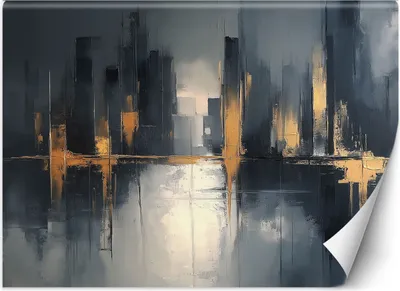 Produktbild von Vlies fototapete Schwarz-goldene Abstraktion 350x245 cm Feeby Grau inkl. Kleber einfache Montage