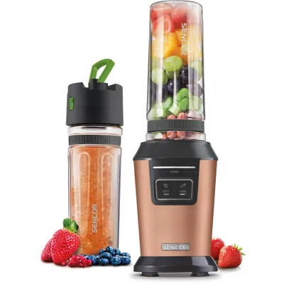 Zdjęcie produktu dla Automatyczny blender do smoothie SENCOR SBL 7176GD, butelki wykonane z odpornego na uderzenia, niezawierającego BPA TRITANU (PCTG), przełącznik pulsacyjny do wydajnego blendowania, moc 800 W