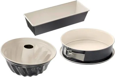 Produktbild von Famanu Backformen Set 3-teilig – Springform, Gugelhupfform und quadratische Backform mit ILAG Antihaftbeschichtung