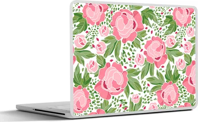 Produktbild von MuchoWow® Laptop Aufkleber Sticker Cover Blumen - Rosa - Muster 25x18 cm - Laptop-Deko