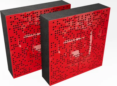 Produktbild von 2er-Pack - AbFuser Schallabsorption-Diffuse Akustikplatte | 50 x 50 cm | Farbe: (Schwarzer Glanzkunststoff, BINAR (120 mm))