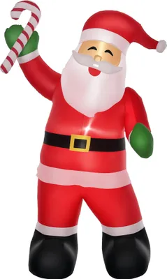 Immagine prodotto di HOMCOM Babbo Natale gonfiabile con bastoncino di zucchero, 250 cm, Babbo Natale, regalo, LED