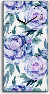 Produktbild von Wanduhr Uhr Wandbild Leinwand Geräuschlos 30x60 Gemälde Blumen Pflanzen Kunst - schwarze Hände