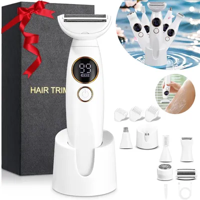 Produktbild von Rasierer Damen, 5-in-1 Damenrasierer Elektrisch, für Körper, Achseln, Bikini, Augenbrauen und Nase