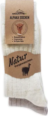 Produktbild von MOUNTREX Alpaka Socken, Wollsocken für Damen, Herren - Wintersocken, Kuschelsocken - 2 Paar, Ecru/Beige (Dünn), 35-38