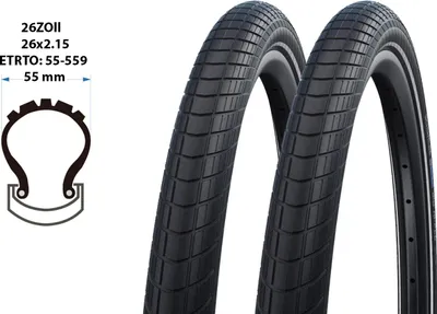 Produktbild von 2 Stück Fahrradreifen Schwalbe Big Apple 26x2.15 Reflex 55-559