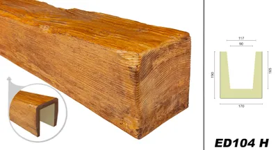 Produktbild von DECO WOOD Deckenbalken modern aus Polyurethane, 2m Länge, PolyurethanBalken Holzoptik (hellbraun - 17x19cm) Rohrabdeckung Dekobalken Holzimitat