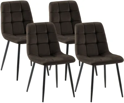 Produktbild von CLP 4er Set Esszimmerstuhl Tilde gepolstert mit Rückenlehne bis 150 kg belastbar braun Material Samt, KI-generiertes Bild
