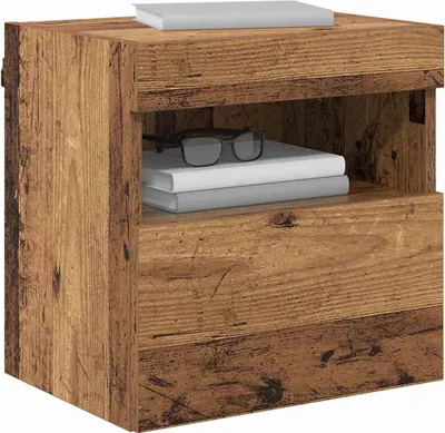 Produktbild von TV-Wandschrank mit LED Altholz 40 x 30 x 40 cm Holzwerkstoff