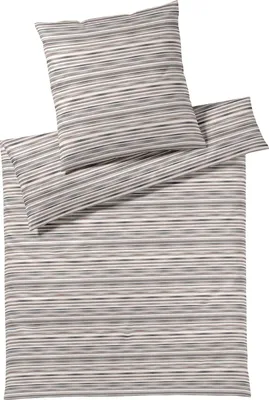 Produktbild von elegante Mako-Jersey Bettwäsche-Garnitur Desire Farbe Natur-Grau Größe 155x220+80x80