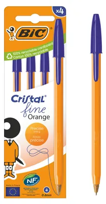 Obrázok produktu pre Długopis BIC Orange Fine Cristal niebieski 4 sztuki