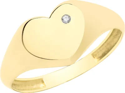 Image de Bague Chevalière / Bague Souveraine Homme/Femme Coeur Or 375/1000 avec Oxyde de Zirconium, 57 (18.1); TRS35172RSP