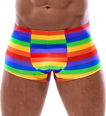 Immagine prodotto di Svenjoyment - Boxer a righe da uomo nei colori dell'arcobaleno L