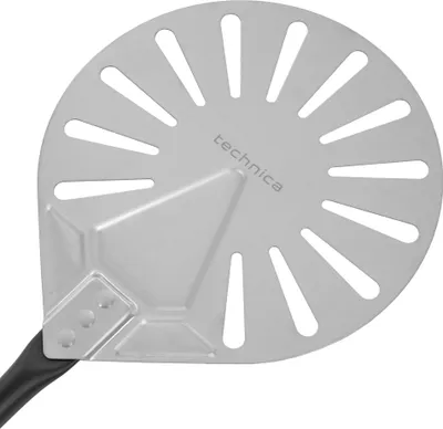 Produktbild von TECHNICA Pizzaschieber perforiert 228x1800 mm – Runder Pizzaschieber Ergonomischer Aluminiumgriff – Pizzaschieber aus Edelstahl – Ideal für Steinofen & Gas Pizzaofen