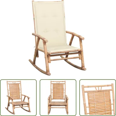Produktbild von The Living Store Schaukelstuhl mit Kissen Bambus
