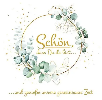 Produktbild von 20 kleine Cocktailservietten Eucalyptus Schön dass Du da bist 25x25cm