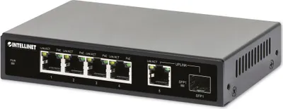 Produktbild von INTELLINET 5-Port Gigabit PoE+ Switch 1SFP91W