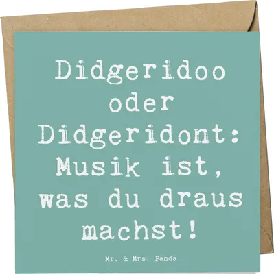 Produktbild von Mr. & Mrs. Panda Klappkarte Spruch Didgeridoo Musik - Meeresbrise - Geschenk, Blasinstrument, Instrument, Technik, Kultur, Grußkarte, lernen, faltkarte, doppelkarte