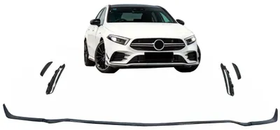 Produktbild von Frontstoßstange Lip Erweiterung für MERCEDES A W177 V177 04.18-22 A35 Look Schwarz.