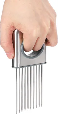 Image de Support multifonctionnel en acier inoxydable pour couper les oignons Outils de cuisine pour trancher les oignons