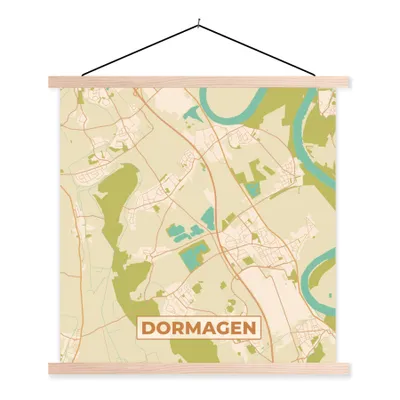 Produktbild von MuchoWow® Textilposter Dormagen - Karte - Vintage - Stadtplan 120x120 cm mit holzfarbenen Rahmen - Textil-Poster