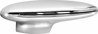A chrome-plated bathtub spout.