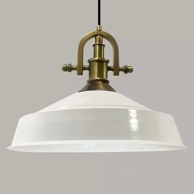 Produktbild von Pendelleuchte Metall Ø41 cm, Weiß innen weiß, E27, Vintage Lampe