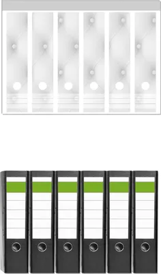 Produktbild von Wallario 6 Stück breite Ordner inkl. Klebeetiketten mit Motive Weiße Ledertür -  Set mit Rückenschildern / Ordnerrücken Stickern
