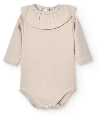 Productafbeelding van BABIDU babyromper met lange mouwen, gerimpelde kraag, 100% katoen, babyromper voor