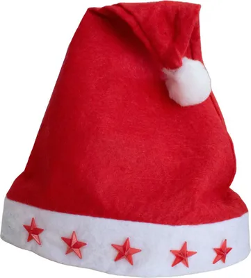 Produktbild von Bommelmütze Weihnachtsmannmütze Nikolausmütze mit Spruch Partymütze *LED Sterne* Für die Weihnachtsfeier, Christkindelmarkt, Weihnachtsmarkt, Santa