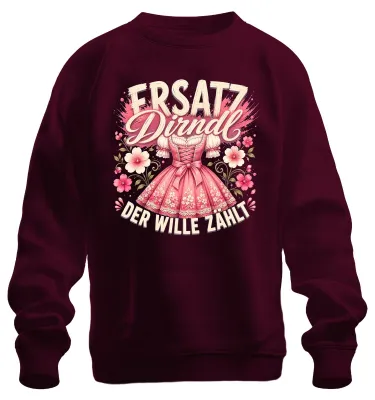 Productafbeelding van Alternatief dirndl. Het is de intentie die telt. . Traditionele kleding. Leerbroek. Sweater. Trui, bordeauxrood, maat M