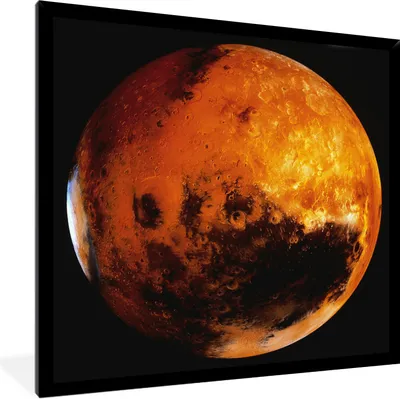 Produktbild von MuchoWow® Gerahmtes Poster Der Planet Mars an einem dunklen Himmel 40x40 cm - Poster mit Schwarzem Bilderrahmen Wandposter Rahmen Foto Bilder - Mit Rahmen - Wanddekoration Schlafzimmer