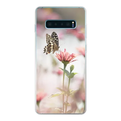 Produktbild von MuchoWow® Handyhülle Schutzhülle Hülle für Samsung Galaxy S10 Lite Schmetterling - Blume - Rosa Silikon Softcase Handy Hülle - Schutz