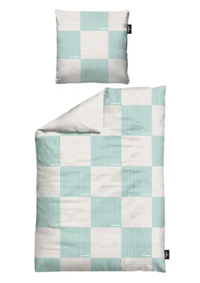 Produktbild von Wendebettwäsche Sansibar Bettwäsche-Set Chessboard, 135x200 cm/ 80x80 cm in Türkis, 100% Premium Baumwolle