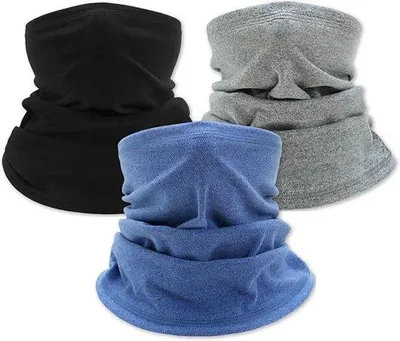 Productafbeelding van Famanu Halswarmers voor mannen en vrouwen - set van 3, winddicht, fleece, zwart