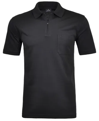 Ragman H-Polo Polo Soft-Knit uni RV in schwarz