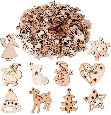 Produktbild von Holzhänge für Weihnachtsdekoration, 200 Stück, Holz, Weihnachten, Geschenke, Bastelwerk, Dekoration, Geschenkboxen, Adventskalender