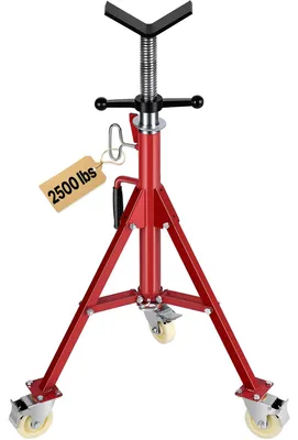 Zdjęcie produktu dla VEVOR model 1107A Składany wspornik do rur z głowicą V, wspornik do rur o udźwigu 400 kg / udźwig rury 0,32 - 30,48 cm, regulowany stojak do rur 71 - 131 cm, stalowy stojak do rur na kółkach