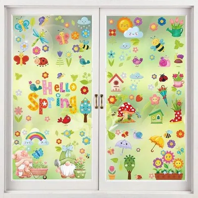 Produktbild von Famanu Fensterstickers Frühlingsdesign - Schmetterlinge und Blumen