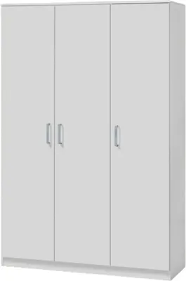 Image de Armoire BURDUR 3 portes – Chêne blanc & gris – Style contemporain – L120 x H184 x P52 cm