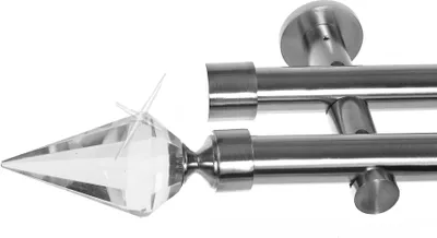 Produktbild von Gardinenstange mit Wandhalterung I Metall Edelstahl Look 2-läufig I Ø20mm I H41