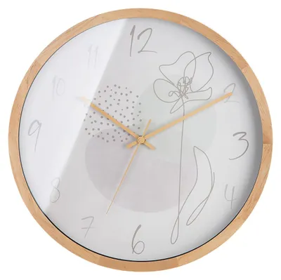 Immagine prodotto di Gilde Wanduhr, rund, "One Line Flower", Blumendesign, MDF, naturfarben, VE 1, L. 5 cm, D. 41.5 cm 50419 4063387504192