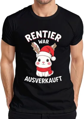 Produktbild von Rentier war t Weihnachten Häschen niedlich lustig Herren T-Shirt, Schwarz, XL