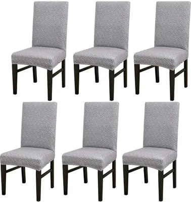 Produktbild von 6 Stück Stretch Dining Stuhlbezüge High Back Chair Schutzhülle Schonbezug, BTC06, Grau