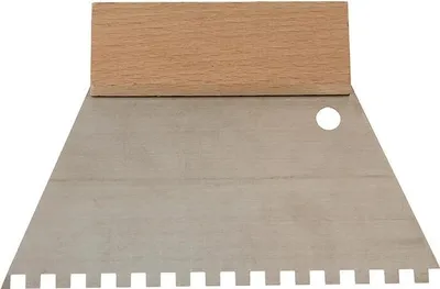 Image de Spatule à colle Longueur 128 mm Largeur 180 mm Denture 6x6 mm Acier inoxydable Manche en hêtre