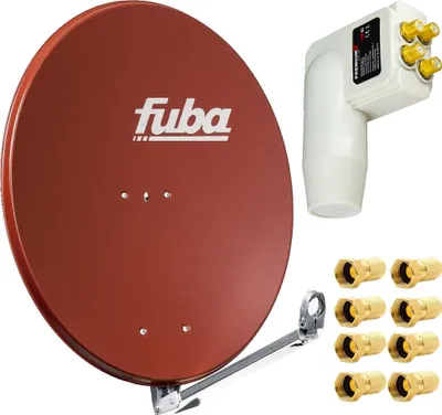 Produktbild von Fuba DAL 800 R Satellitenantenne 80cm Alu Rot PremiumX LNB Quad 8x F-Stecker