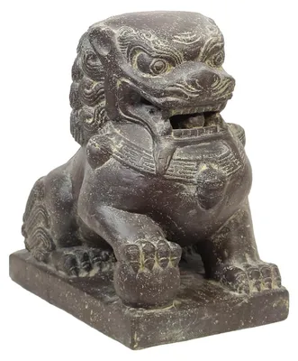 Produktbild von Einzelner Tempelwächter Löwe Shishi Fu Hunde Wächter Löwen Hund Skulptur Steinfigur Figur Links oder Rechts 40 cm