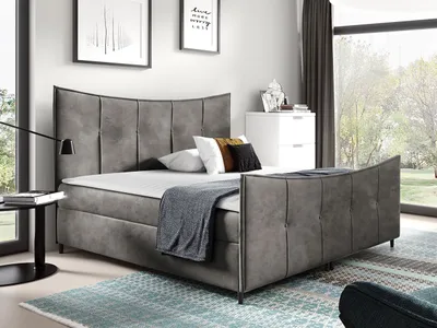Obrázek produktu pro Hotelová dvoulůžková postel 140x200 MORISA - šedá + topper