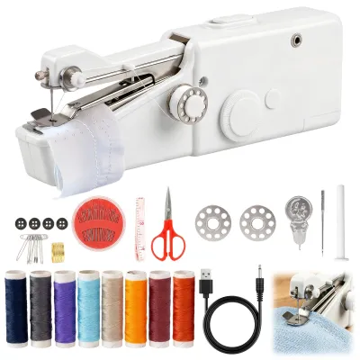 Mini-Nähmaschine, tragbar, Handnähmaschine mit Zubehör